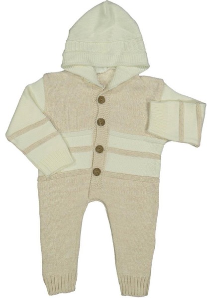 Unısex 6/18 Ay 3 Linksli Kapşonlu Triko Tulum