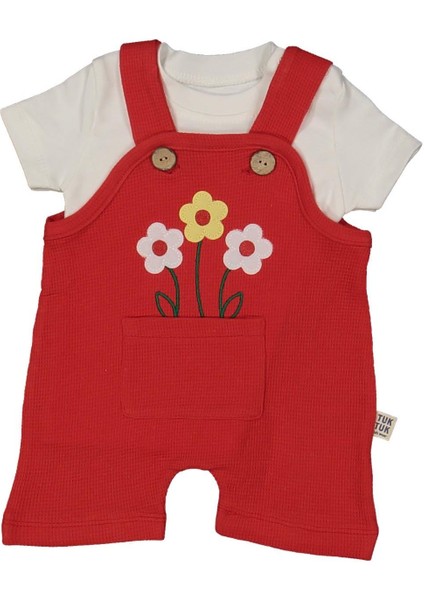 Kız 6/18 Ay Badili Çiçekli Salopet Takım