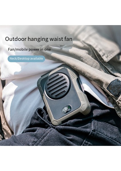 2000 Mah Asılı Boyun/bel Fan USB Mini Taşınabilir Şarj Edilebilir Açık Kamp Yürüyüş Tırmanma Koşu Spor B (Yurt Dışından) modelleri