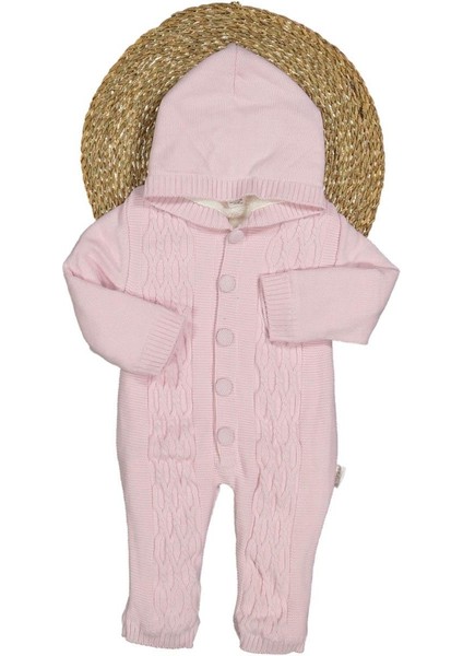 Unısex 6/24 Ay Baklava Desen Kapşonlu Triko Tulum