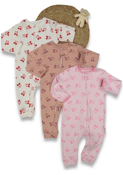 Kız 9/18 Ay Fermuarlı Mickey Tulum