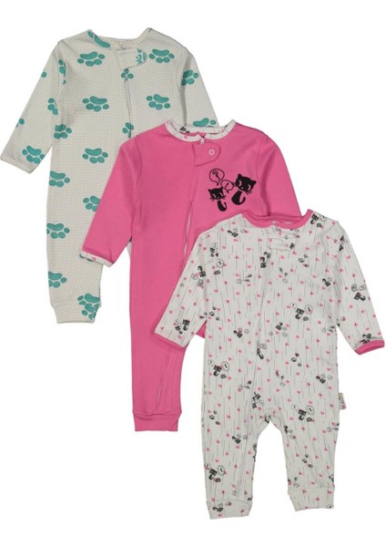 Kız 9/18 Ay Fermuarlı Kedi Pati Tulum