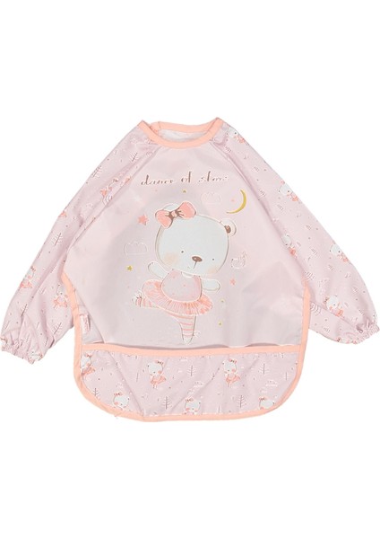 Kız 6/24 Ay Kollu Ayı Desen Cepli Önlük