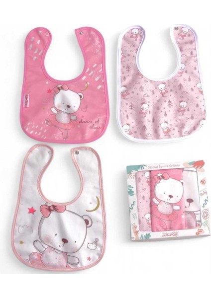Kız 6/24 Ay Pembe Ayı Desen 3’lü Kombin Önlük