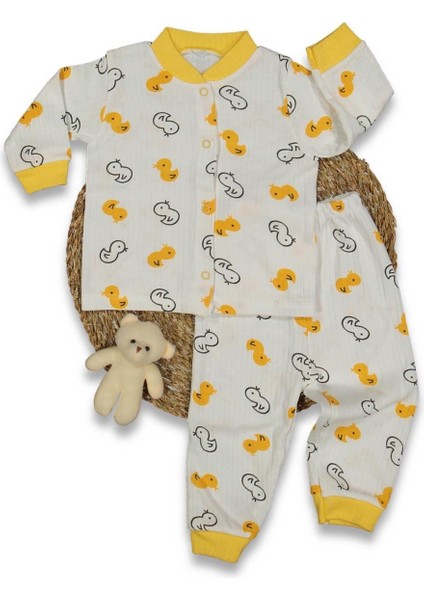 Unisex 1/3 Yaş Raporlu Bebe Yaka Ördek Çıtçıtlı Pijama