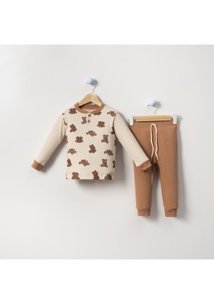 Erkek 9/24 Ay Ayıcık Baskılı Pijama Takım