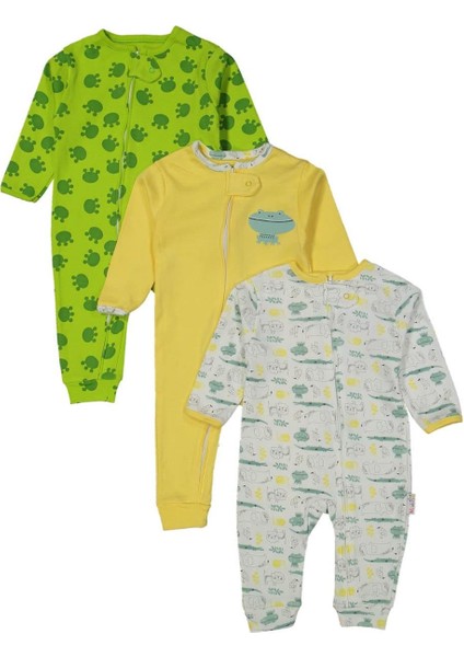 Unısex 9/18 Ay Fermuarlı Kurbağalı Tulum