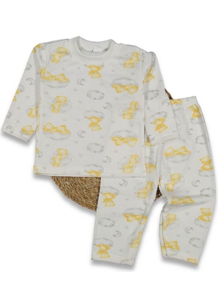 Unisex 1/3 Yaş Bulutlu Ayı Baskılı Pijama Takım