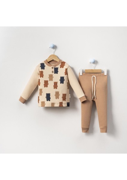 Erkek 9/24 Ay Renkli Ayıcık Baskılı Pijama Takım