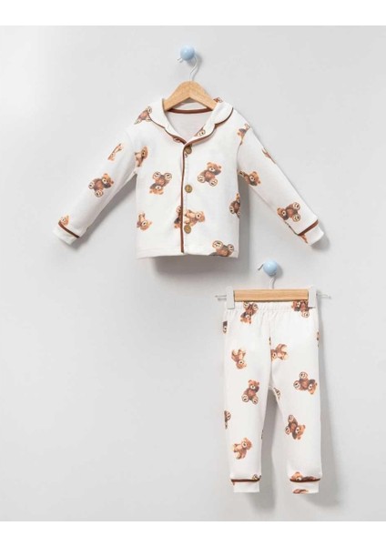 Unısex 9/24 Ay Dijital Ayıcık Baskılı Pijama Takım