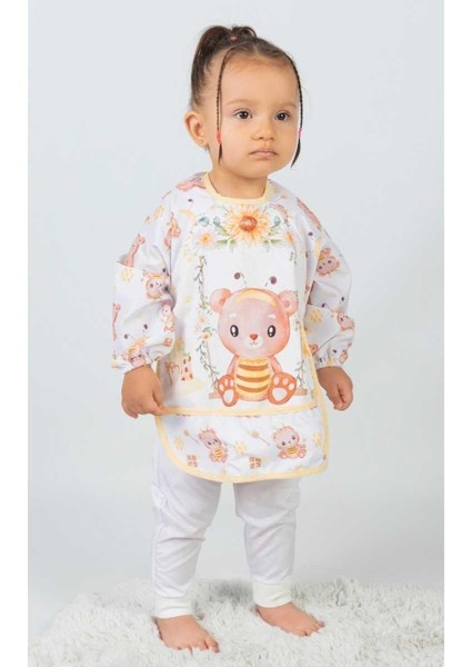 Unısex 6/24 Ay Arı Desenli Kollu Önlük