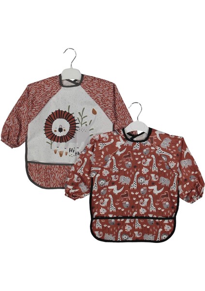 Erkek 6/24 Ay Safari Aslan Desen 2 Li Set Kollu Önlük
