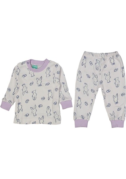 Kız 6/18 Ay Tavşan Baskılı Pijama Takım