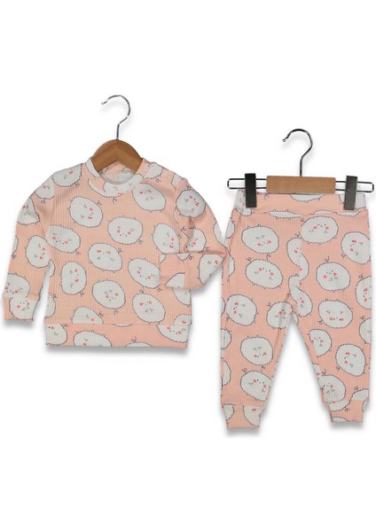 Kız 9/24 Ay Emoji Baskılı Pijama Takımı