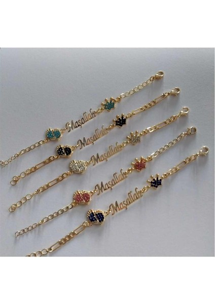 Unısex 1/4 Yaş/1/4 Yaş Ay Maşallah Yazılı Bileklik