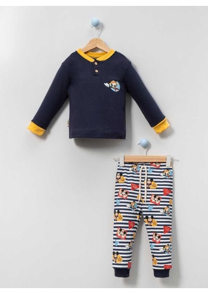 Erkek 9/24 Ay Miki Baskılı Önü Patlı Pijama Takım