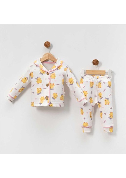 Kız 9/24 Ay Civciv Baskılı Aylık Pijama Takım