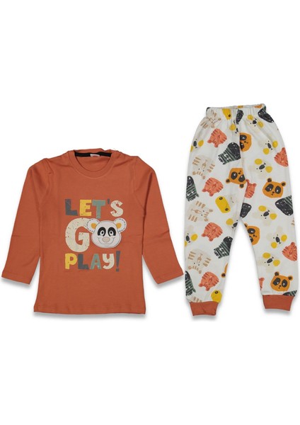 Erkek 3/6 Yaş Nakışlı Panda Pijama Takım