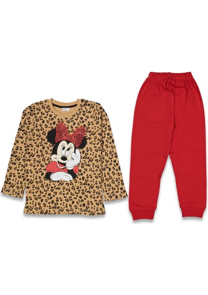 Kız 3/6 Yaş Leopar Mouse Pijama Takım