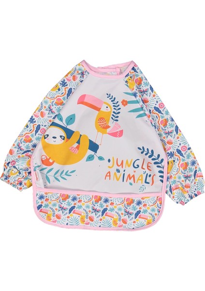 Unısex 6/24 Ay Kollu Papağanlı Desen Cepli Önlük