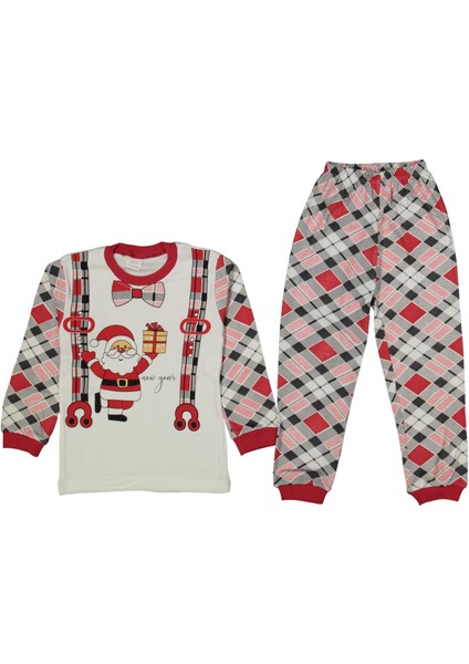 Erkek 4/6 Yaş Ekoseli Noel Baba Baskılı Pijama