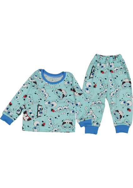Erkek 1/4 Yaş Sünger Bob Baskılı Pijama Takımı
