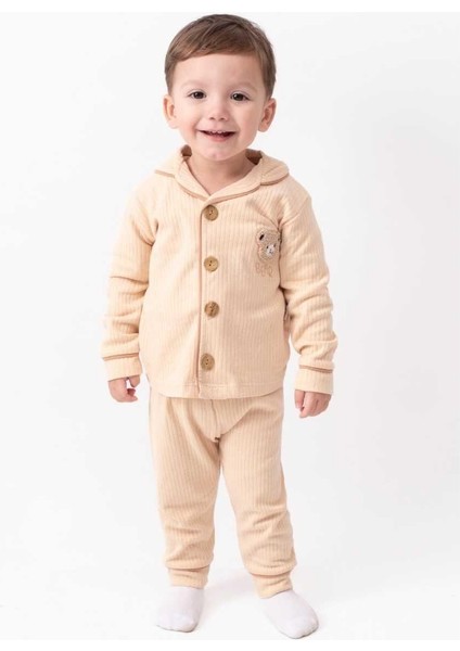 Erkek 9/24 Ay Ayıcık Süzene Nakışlı Aylık Pijama T