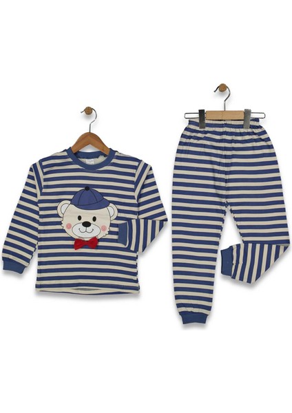 Erkek 4/6 Yaş Çizgili Ayı 3lü Serı Pıjama Takım