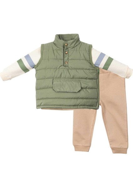 Erkek 9/18 Ay Önü Kapalı Şişme Yelekli 3lü Takım