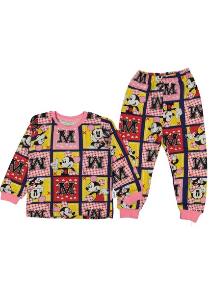 Kız 5/8 Yaş Mickey Mouse Ekose Pijama Takımı