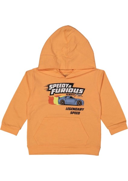 Erkek 2/5 Yaş Speedy Furıous Araba Baskılı Kapşonlu Sweat