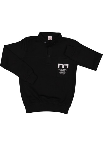 Erkek 5/8 Yaş Cep Baskılı Yakalı Sweat