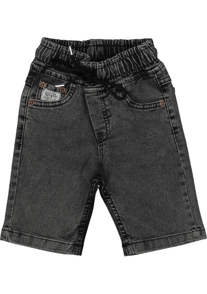 Erkek 3/7 Yaş Lastikli Gri Kot Kapri
