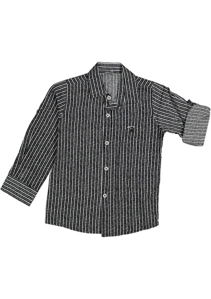 Erkek 5/8 Yaş Çizgili Uzun Kol Gömlek