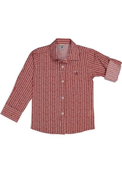 Erkek 13/16 Yaş Çizgili Tp Nakışlı Uzun Kol Gömlek