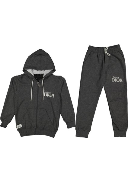 Erkek 10/13 Yaş Kapşonlu Fermuarlı Eşofman Takım