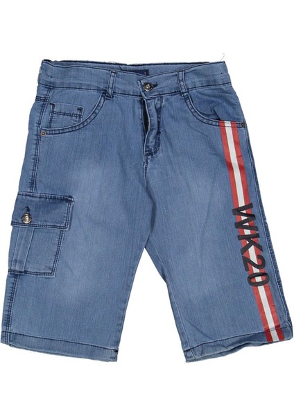 Erkek 8/12 Yaş Şeritli WK20 Nakışlı Cepli Siyah Kapri