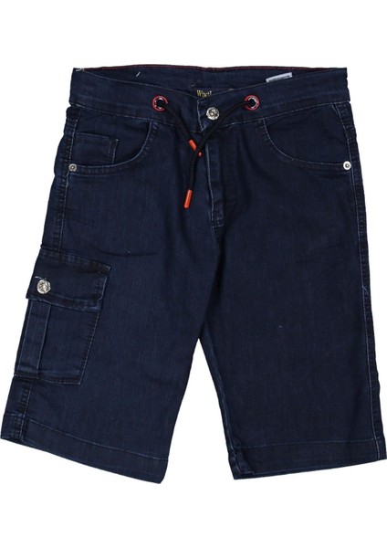 Erkek 8/12 Yaş Koyu Mavi Beli Ipli Kargo Cepli Kapri