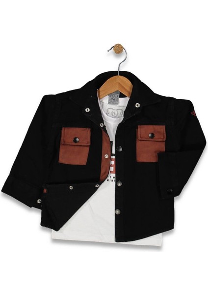 Erkek 8/12 Yaş Süetli Renkli Cepli Ikili Gömlek