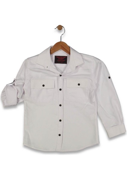 Erkek 11/15 Yaş Çift Cep Kot Gabardin Gömlek