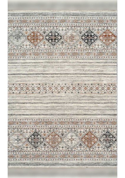 Armonika YT04A Sıcak Renk Geçişli Etnik Desenli Yumuşak Dokulu Makine Halısı