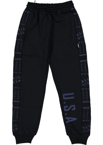 Erkek 13/16 Yaş Yanlar Baskılı Usa 2 Ip Eşofman Alt