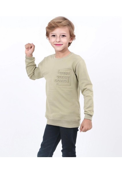 Erkek 13/16 Yaş Gofre Sport Baskılı Şardonlu Sweat