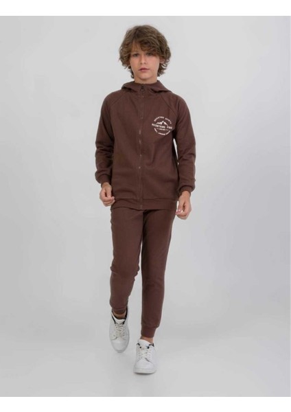 Erkek 5/8 Yaş Mountaıns Baskılı Fermuarlı Eşofman