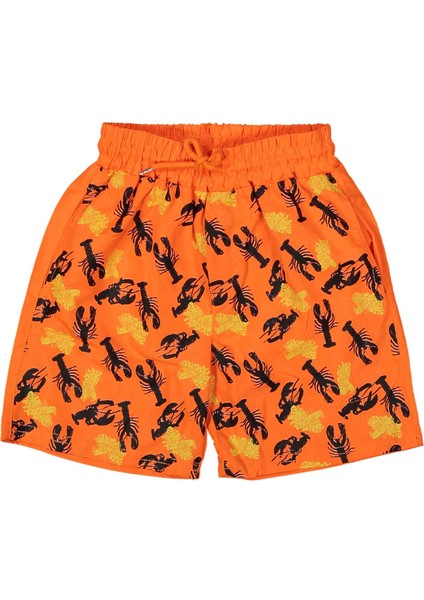 Erkek 5/8 Yaş Yengeç Baskılı Deniz Şortu