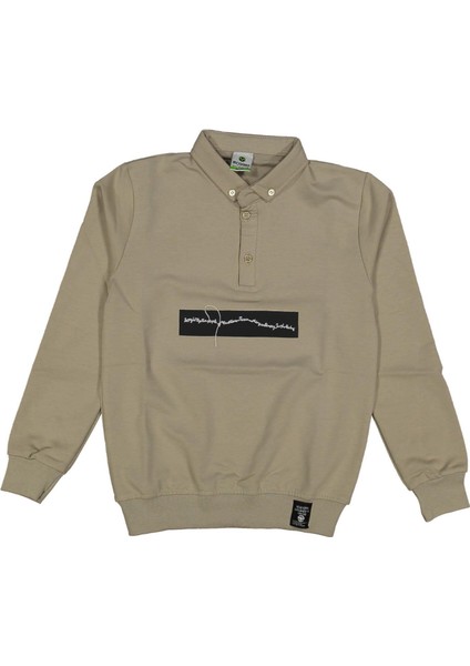 Erkek 9/12 Yaş Şerit Baskılı Yakalı Sweat
