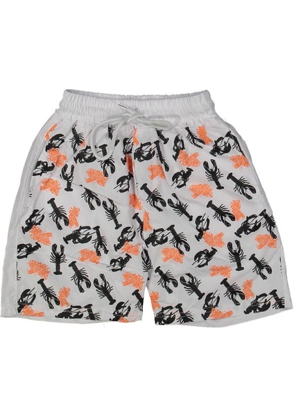 Erkek 13/16 Yaş Yengeç Baskılı Deniz Şortu