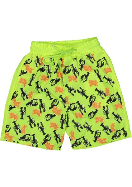 Erkek 9/12 Yaş Yengeç Baskılı Deniz Şortu