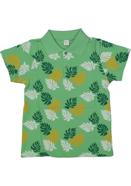 Erkek 6/9 Yaş Polo Yaka Yaprak Baskılı Sweat