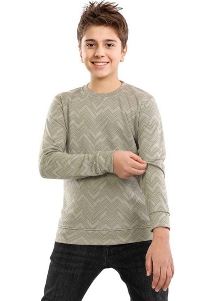 Erkek 9/12 Yaş Jakar Kumaş Çizgili Sweat